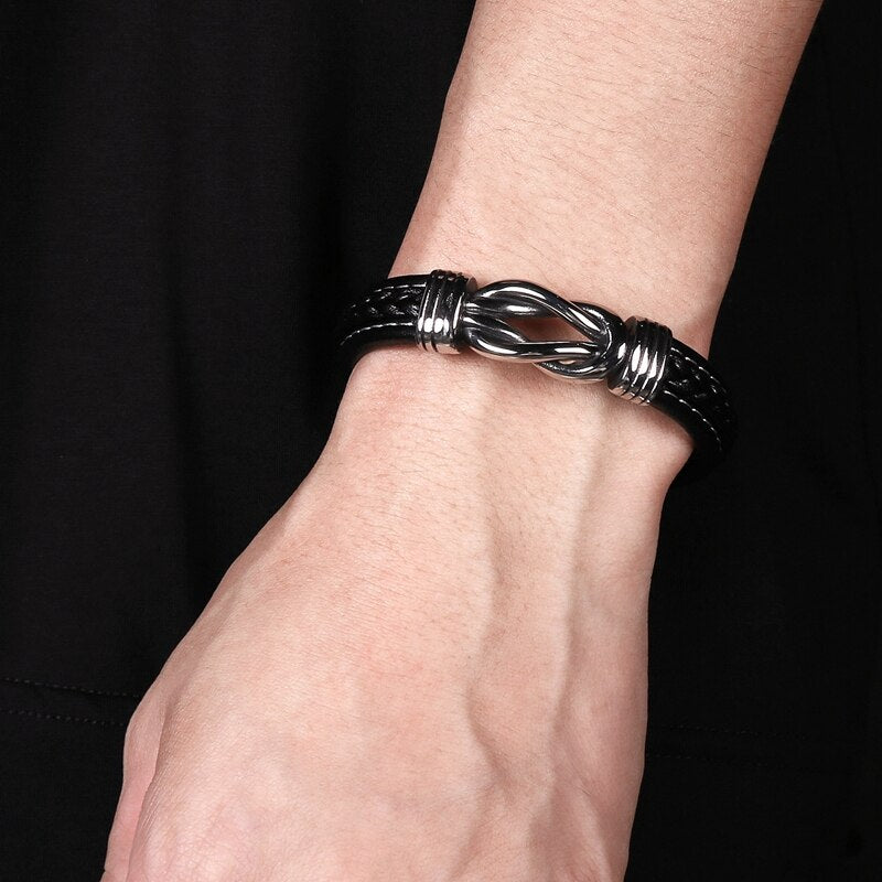 Jewelry Titanium Steel Punk Men's Leather Bracelet