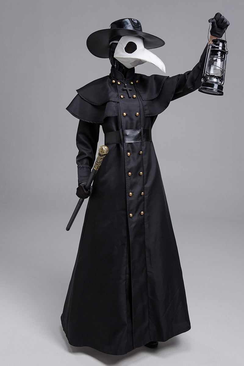 Halloween Adult Medieval Steampunk Style European Plague Doctor Costume Crow Long Beak Birdman Outfit