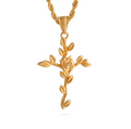 Rose & Cross Design 925 Sterling Silver Pendant Necklace Vintage Women Chain Necklaces Gothic Jewelry Accessories (Lam Hub Fong)