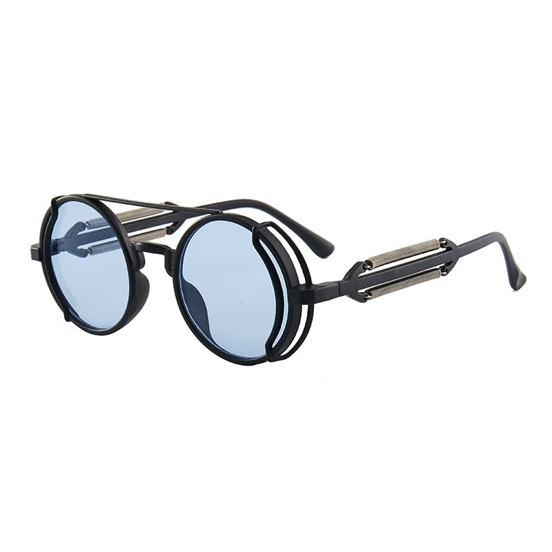 Steampunk Sunglasses UV400 High Quality  Colored Lenses Glasses Men Women Retro Round Metal Frame Sunglasses Eyewear