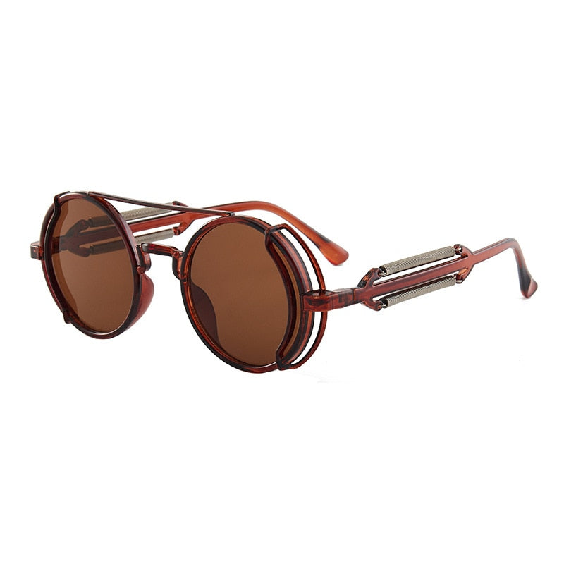 Steampunk Sunglasses UV400 High Quality  Colored Lenses Glasses Men Women Retro Round Metal Frame Sunglasses Eyewear