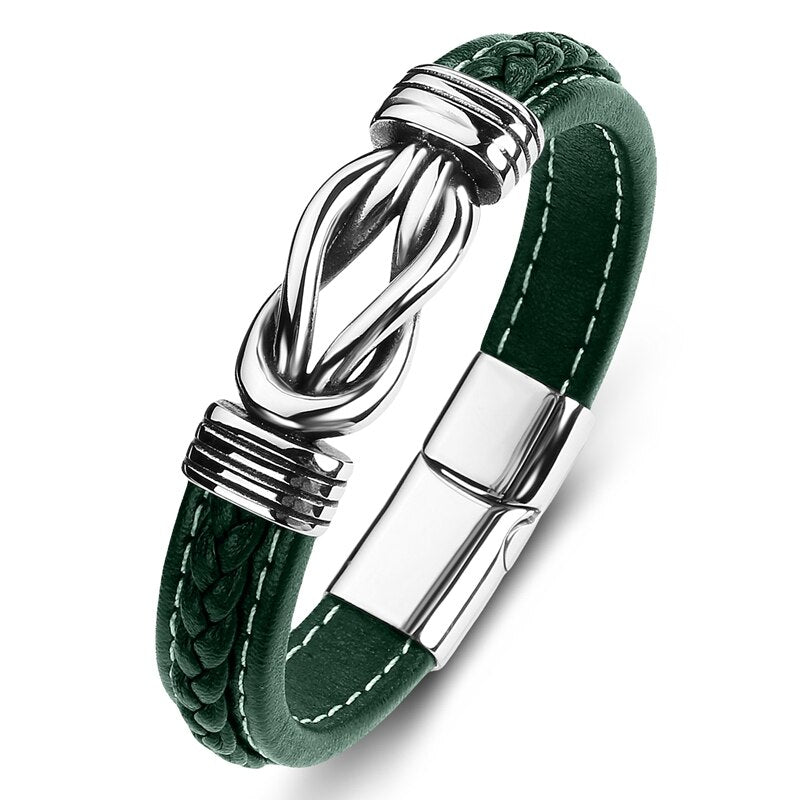Jewelry Titanium Steel Punk Men's Leather Bracelet